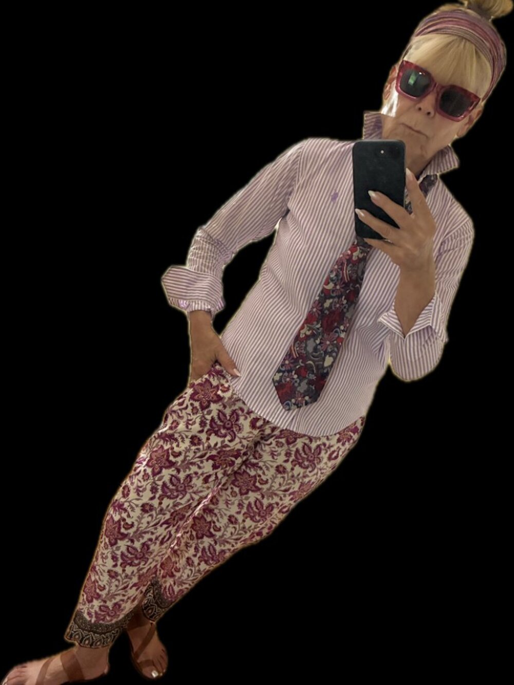 Gerard Darel Paris Floral Capri Pants Size 38 Pink Botanical Pull On Ankle Boho